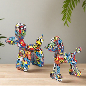 Redeco Đầy Màu Sắc Graffiti Gấu Bức Tượng Pop Nghệ Thuật Bóng Con Chó Đồ Trang Trí Dachshund Tác Phẩm Điêu Khắc Nhựa Động Vật Bức Tượng Nhỏ Cho Hiện Đại Nhà - Product Image 2