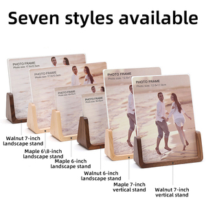Cao minh bạch biểu tượng tùy chỉnh hiện đại Acrylic hình ảnh khung hiển thị Walnut gỗ rắn gỗ hình chữ U khung ảnh với cơ sở bằng gỗ - Product Image 5