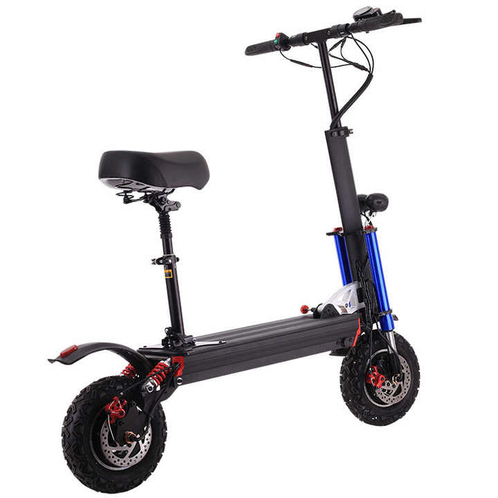 Katlanır çift mekanizmalı çift spot 11 inç kapalı yol geniş lastik yüksek güç 1200W yetişkin elektrikli Scooter