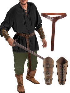 Leather Armguard <strong>Medieval</strong> With Buckle Arm Protector Leather Armor Cosplay Props <strong>Bow</strong> and Arrow Protector - Product Image 3