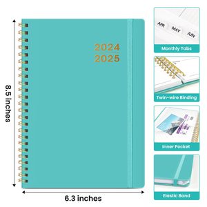 Pianificatore di stampa a spirale per Notebook con copertina rigida in 2026 2025 Business Planner con calendario settimanale mensile con fascia elastica