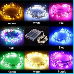 10m 100Led 3AA temporizador 6-18 Cadena de Luz Cobre plata alambre batería funciona con energía luz Led para Navidad decoración del hogar