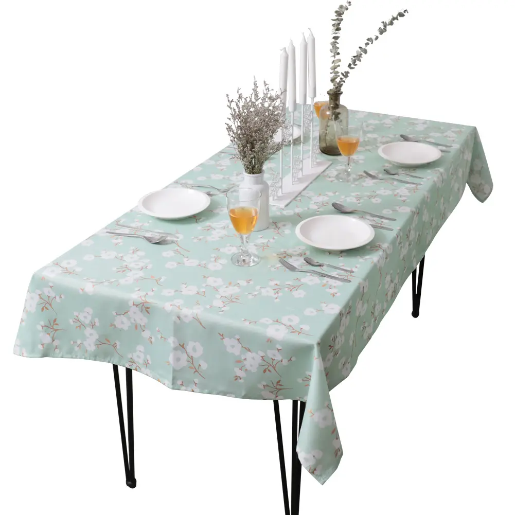 Blume Dekorative Rechteck Leinen Tischdecke Gedruckt Muster Waschbar Tisch Tuch Abendessen Küche Hause Hochzeit Decor