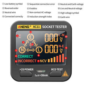 ANENG AC11 Digital Smart Socket Tester Voltage Test Socket Detector <strong>US</strong>/UK/EU/<strong>AU</strong> <strong>Plug</strong> Ground Zero Line Phase Check Rcd NCV test - Product Image 5