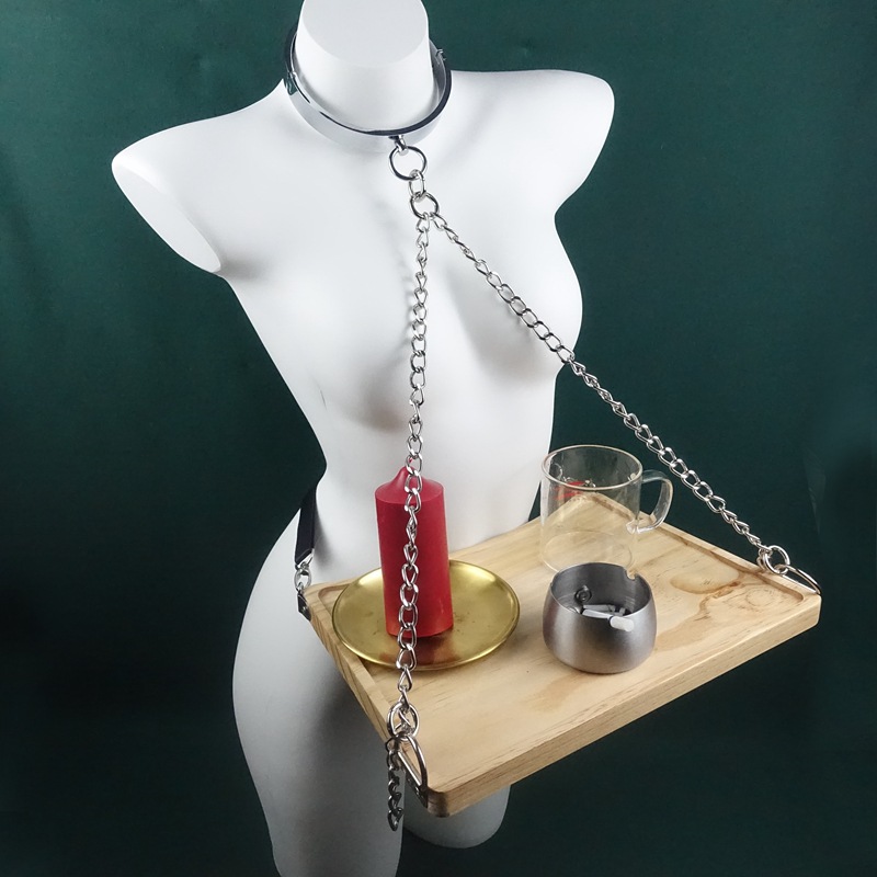 Black-Tray+grand collier métal homme