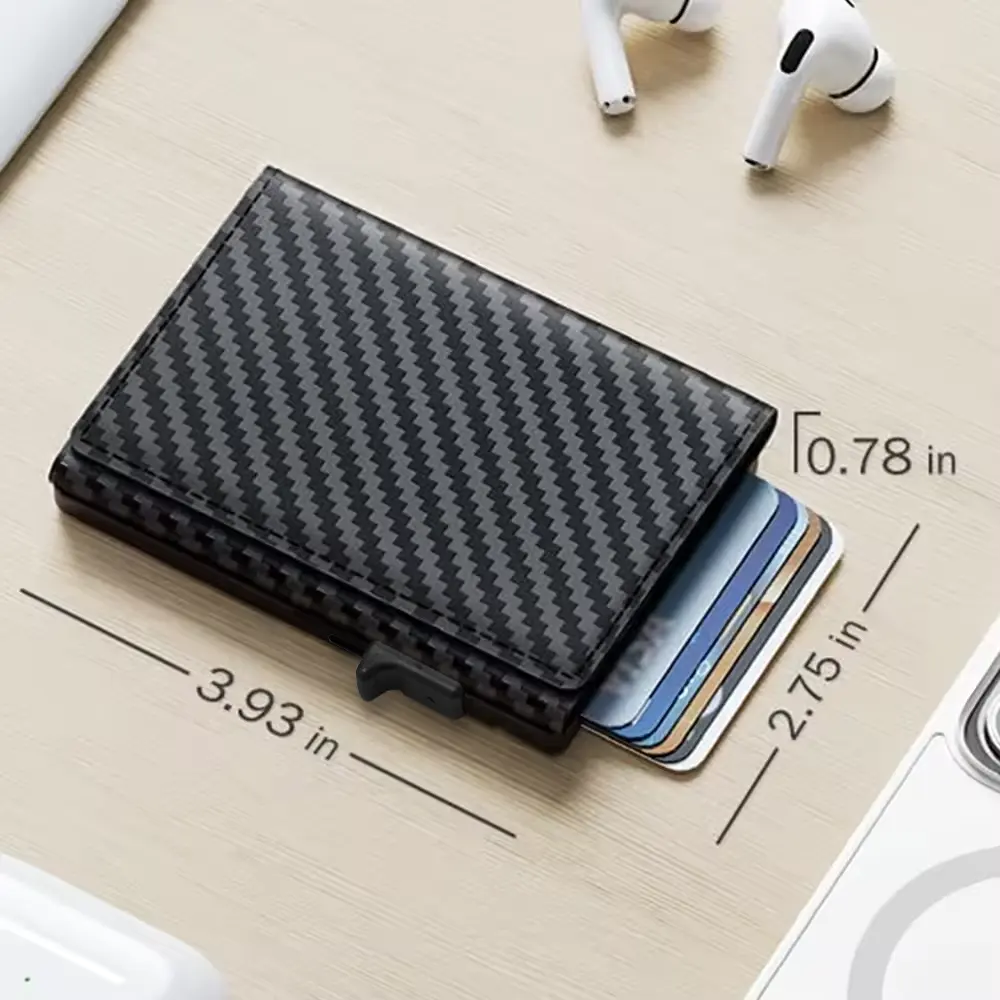 Leather minimalist smart wallet with magnetic function New arrival PU leather aluminum card case for men and women