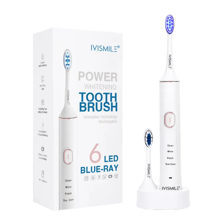 Schall-Wireless-Ladung 6 Led Blaulicht Zahn aufhellende elektrische Zahnbürste für Erwachsenen