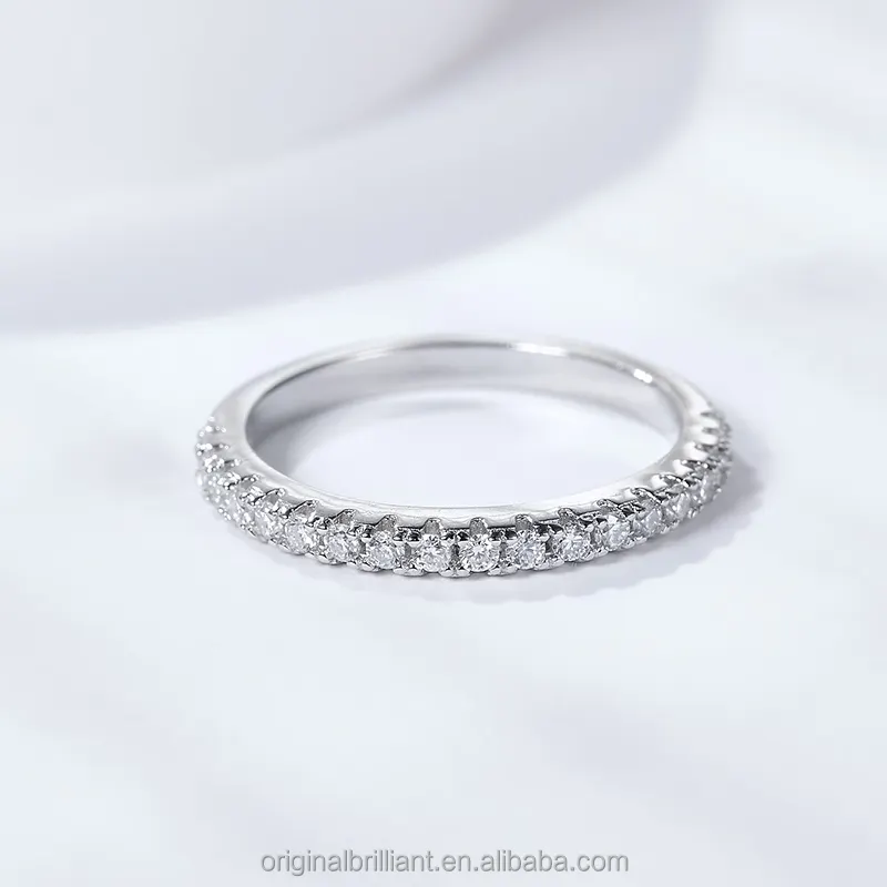 Starsgem anello di nozze in argento Sterling 925 taglio brillante 1.5mm Moissanite diamante anello di fidanzamento