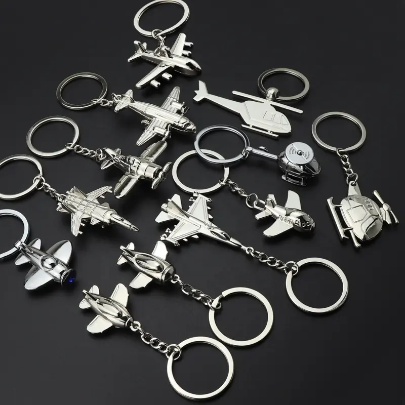 Factory price silver color aircraft airplane plane design metal zinc alloy key chain key ring in stock