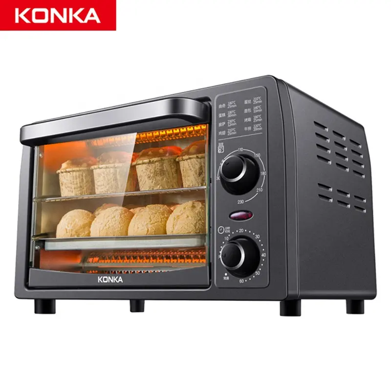 Konka forno elétrico de 13l, utensílio de cozinha multifuncional para pizza, frutas, churrasco e forno