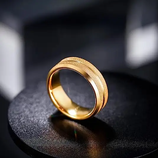 Anello in oro gioielli anello in oro per uomo anelli in carburo di tungsteno placcato argento 24k per uomo