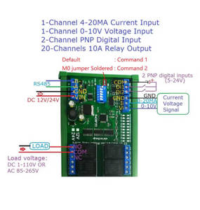 Eletechsup R4D6F20 4-20MA Corriente IN 20 Salida de interruptor 2 Entrada PNP 0-10V Voltaje Entrada analógica RS485 Modbus RTU PLC Módulo IO - Product Image 6