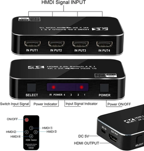 4K HDR 4 puertos 4 en 1 salida 4K 60Hz HDMI Switch 2,0 Switcher Selector compatible con HDCP 2,2 Ultra HD Vision - Product Image 2
