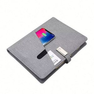 Custom grande capacità di ricarica Wireless Power Bank Usb Flash drive A5 PU Notebook - Product Image 2