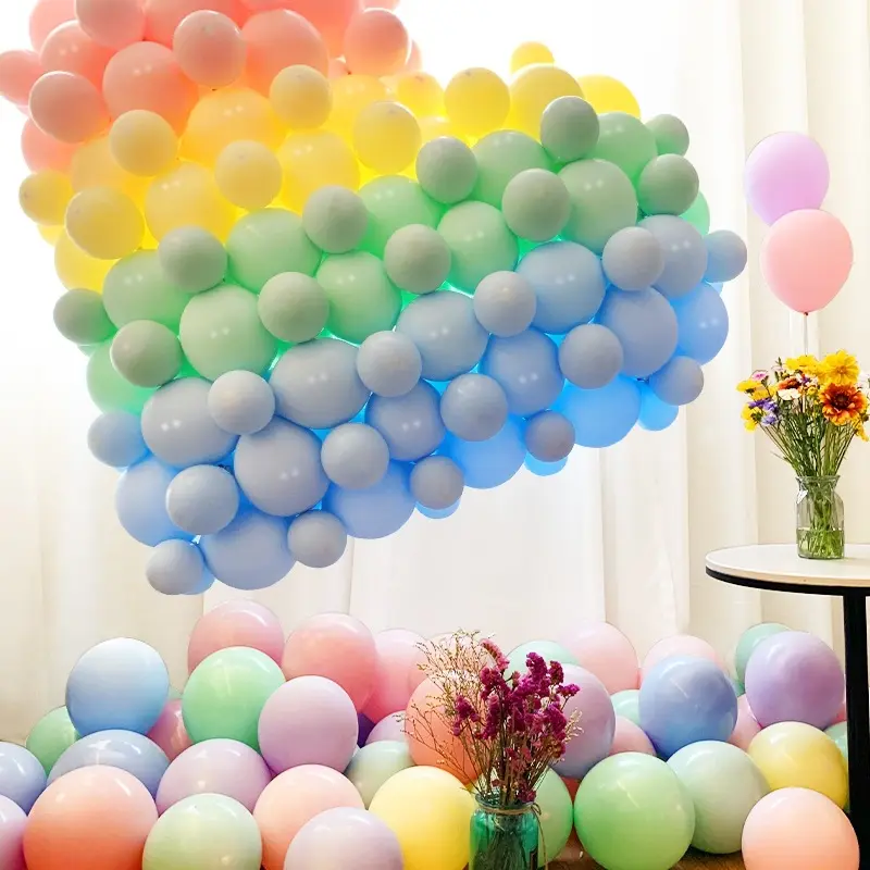 Globos de látex de fiesta personalizados, impresión Vintage de macarrón de Color sólido, para cumpleaños, importación y exportación, 12 pulgadas, 100 Uds.