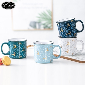Popmart Porcelain Tea Coffee <strong>Cup</strong> Saucer Set Enamel Camping Custom Real Gold Design Ceramic Milk Christmas Gift Mug Wholesale