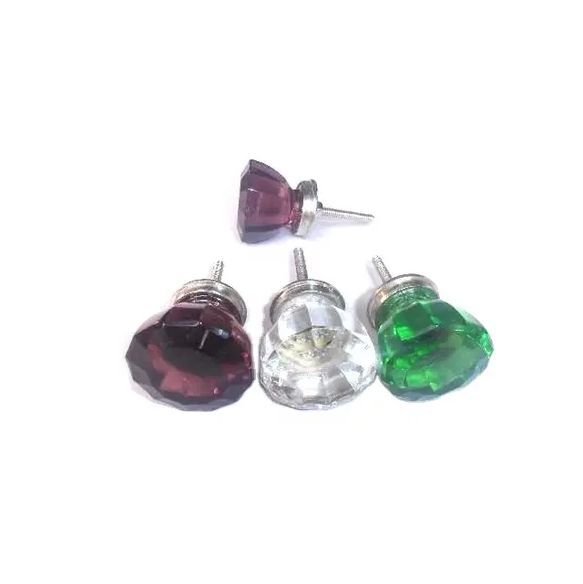 Multi Colour Glass Knob With Screw and Nut Available in all Colors Cabinet Knob Drawer Pulls for Home Office and Kitchen