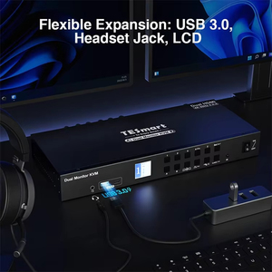 TESmart USB 3.0 HDMI KVM交换机2显示器4台电脑4K @ 60hz双显示器KVM交换机HDMI 4端口机架式矩阵KVM - Product Image 6