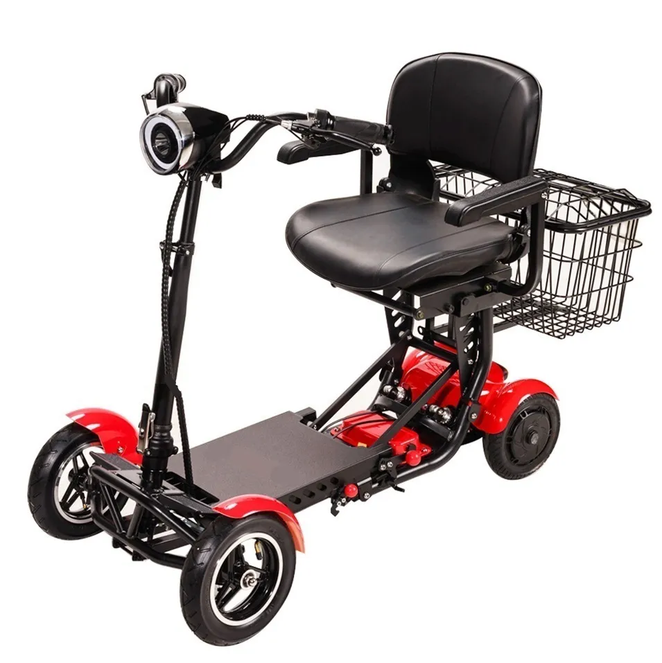 Складной электрический скутер для взрослых двойной мотор велосипед/детскй 4-колесный складной электрических инвалидных колясок скутер, способный преодолевать Броды для пожилых людей с ограниченными возможностями