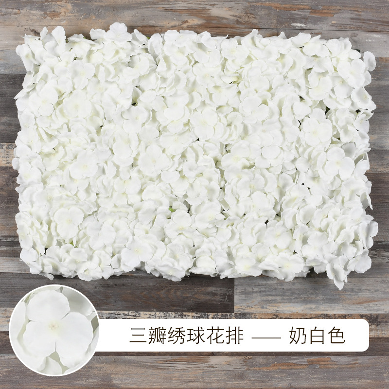 Rangée d'hortensia à trois pétales-blanc lait