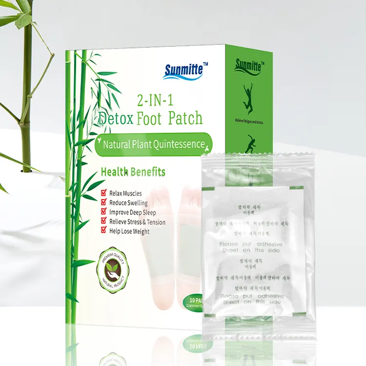 Fournitures de santé japonaises tampons de désintoxication des pieds naturels 2020 100 boîtes imprimer marque Patch de pied puissant vinaigre de bambou patchs de couchage