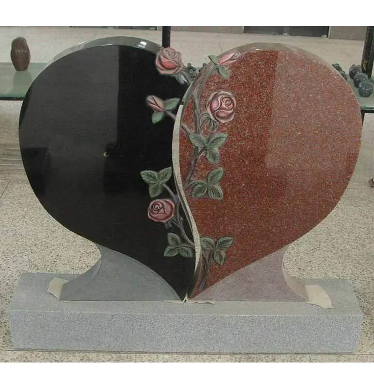 Pedras e monumentos de mármore granito da forma de coração vermelho personalizado de alta qualidade