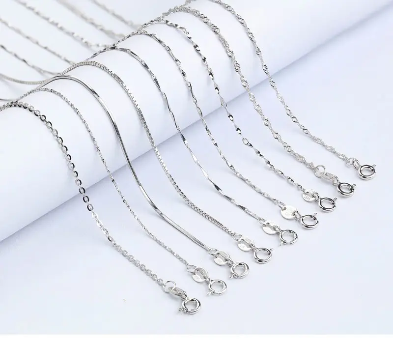 Collana girocollo a catena in argento Sterling 925 di vendita calda di alta qualità S925 40cm 45cm