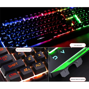 Tastiera da gioco impermeabile con pannello in metallo V2 tastiera portatile con retroilluminazione arcobaleno con esclusivo supporto per cellulare - Product Image 3