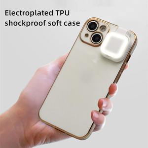 Elektroliz TPU telefon kılıfı halka ile <span class=keywords><strong>led</strong></span> ışık yumuşak darbeye el feneri telefon kılıfı iphone için kılıf 15 14 pro max 13 12 11 pro