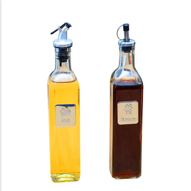 150ML 250ML 500ML 750ML 1000ML bottiglia di vetro di olio d'oliva con Dispenser ampolla di aceto di vetro da cucina con beccuccio ermetico