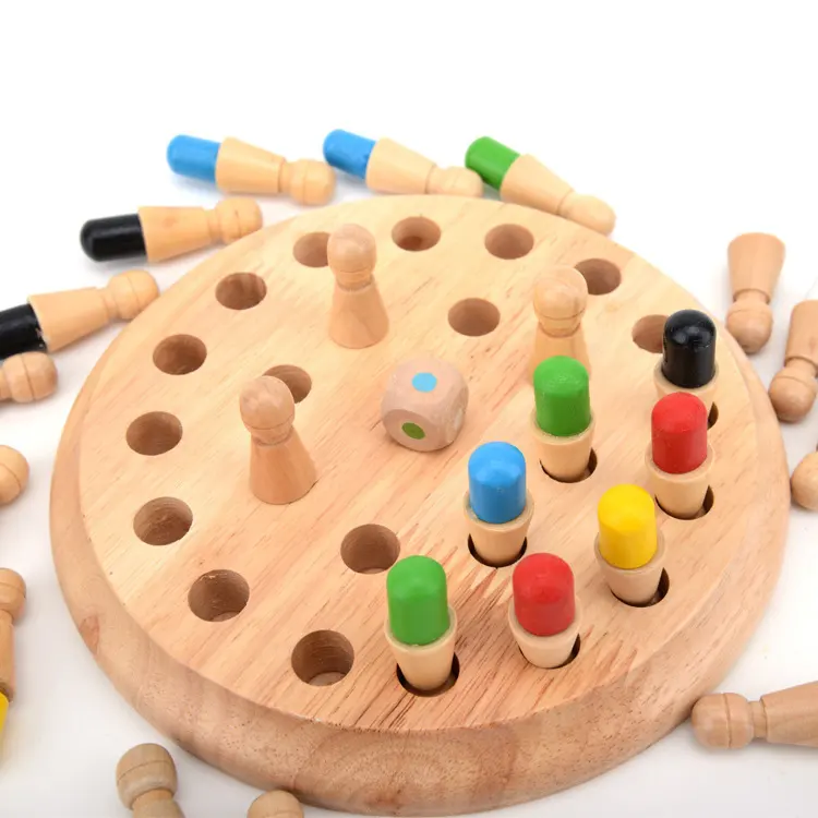 Jeu de mémoire couleur d'échecs jouets éducatifs en bois produits populaires respectueux de l'environnement jeu de mémoire couleur d'échecs