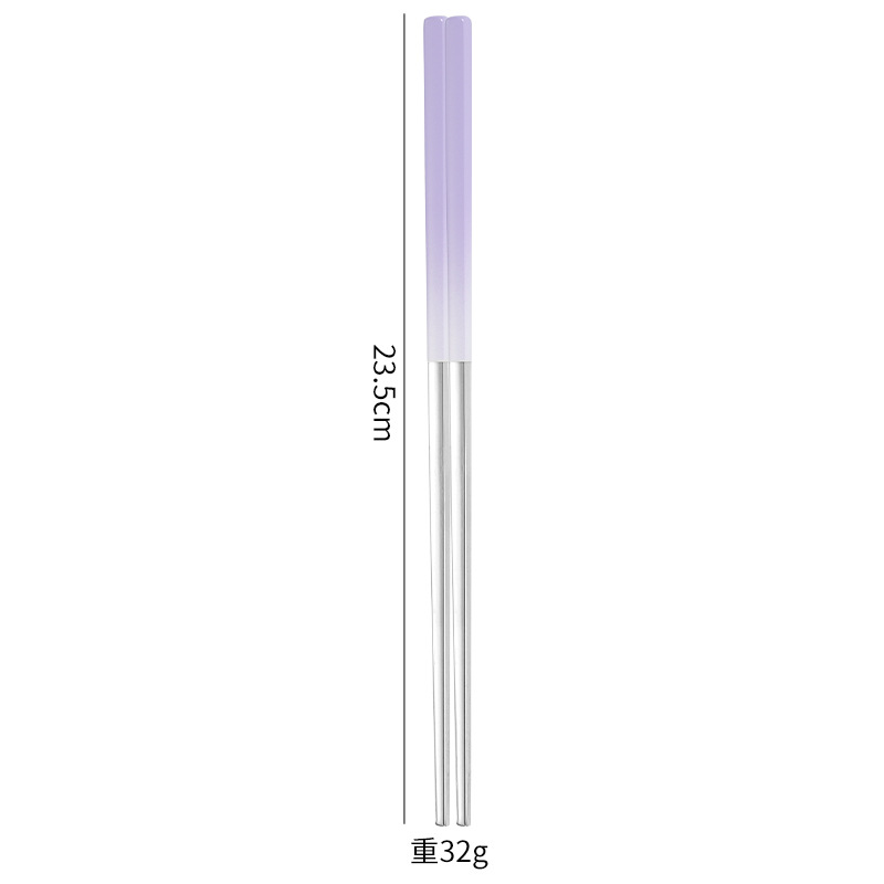 ตะเกียบสแตนเลส 304 สีม่วง-เงินไล่ระดับ 23.5ซม
