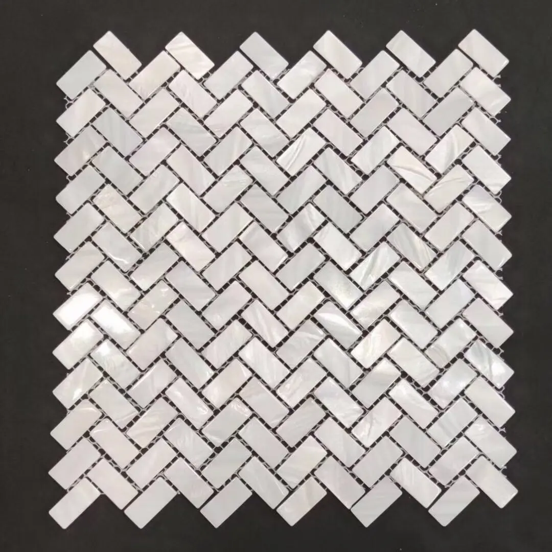 Natural Herringbone Mother of Pearl Tile, Peel and Stick Seam Shell Mosaic Tile for Kitchen Backsplash