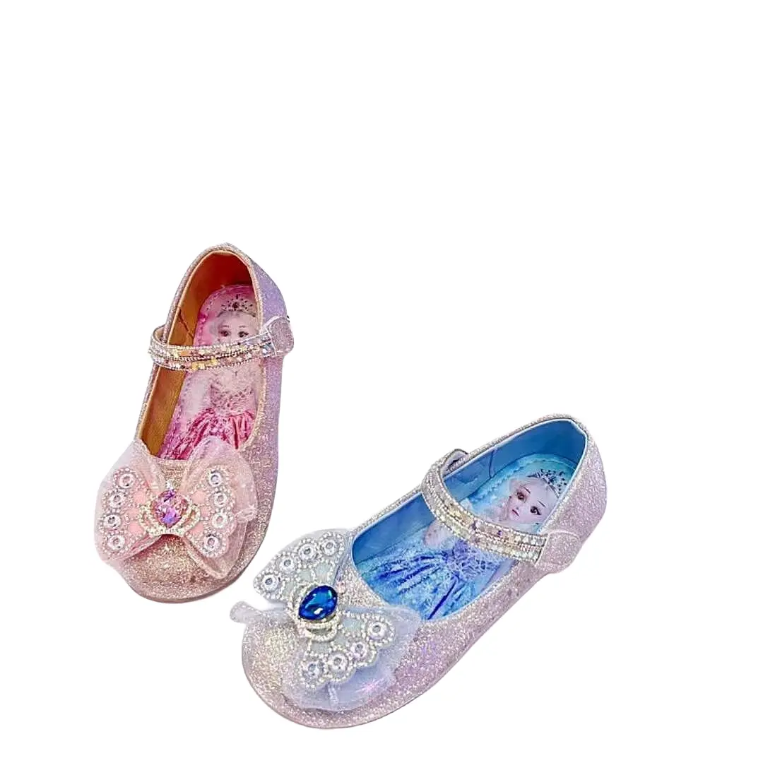 Nuevo 2023 Girl S Princess Shoes Flower Mary Jane Flat Shoes para niña PU Leather Party Wedding Dress Shoes para niña pequeña Big Kid