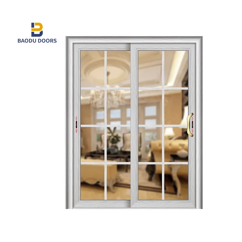 Porte coulissante en aluminium, design demi-verre, de luxe, cadre en aluminium, intérieur simple, porte de balançoire pour salle de bains et cuisine