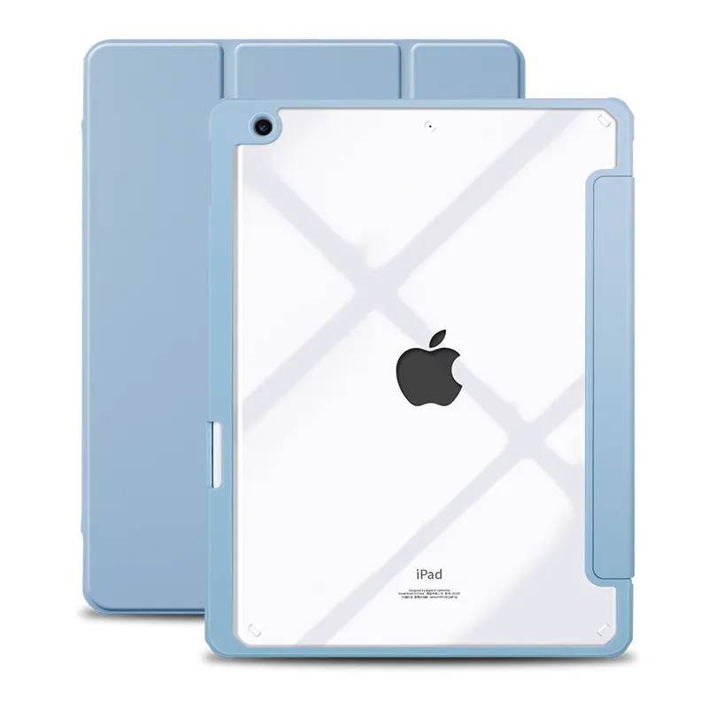 Casing Flip Pintar, Pelindung Transparan Penuh Bening untuk Apple iPad 7 Generasi 10.2 2019/2020