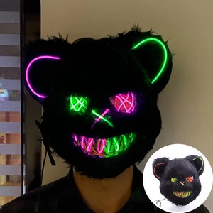 ブラッドホラーハロウィーンLEDコールドライト小道具スクリプト狼男キルパーティージャンプタイドプレイウサギの顔ダブルカラーライトマスク