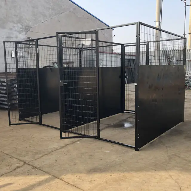 High Quality 6ft Height Black Powder Coated Indoor / Outdoor Steel Welded Wire Dog Run Kennel