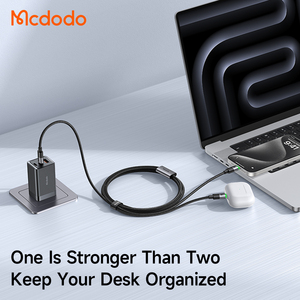 สายชาร์จเร็ว2-in-1 674/671 MCDODO 1.5เมตรชิปอี-มาร์ค100วัตต์สายข้อมูล USB-C แบบ2อิน1สำหรับการเดินทางบนแล็ปท็อป iPhone Android - Product Image 4