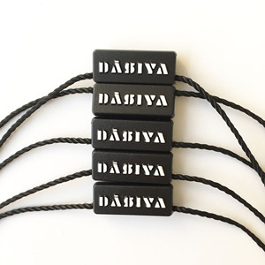 Custom <strong>Hang</strong> <strong>Tag</strong> <strong>String</strong> <strong>Loop</strong> Embossed Brand Name Logo Plastic Hangtag Seal <strong>String</strong> for Garment <strong>Tag</strong> - Product Image 2