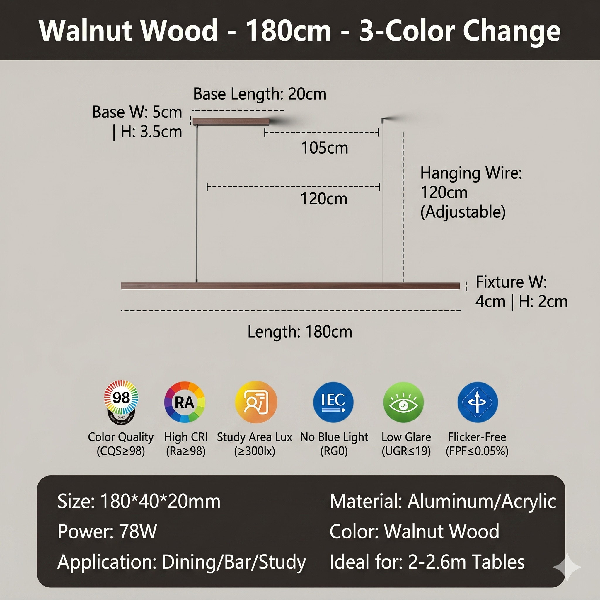 Color caoba 1800*40*20MM