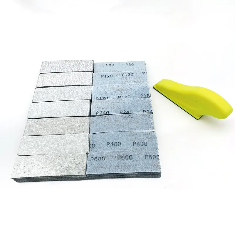 70pcs 25*90mm Nhôm giấy nhám 60 80 120 150 240 400 Grit tùy chỉnh kích cỡ nhôm Oxit giấy nhám