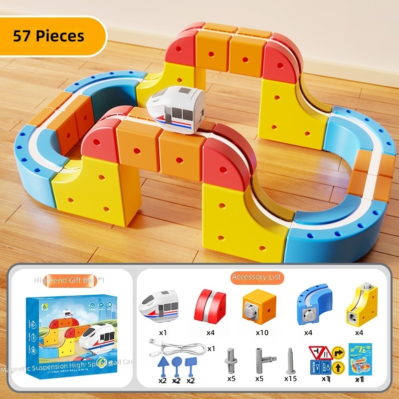 Set di piste magnetiche multi-forma, 57 pezzi - con 1 auto