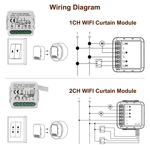ホームオートメーションシステム100-240VAC TuyaスマートアプリWiFi1CHミニカーテンスイッチモジュール (RF PST-C01なし) - Product Image 2