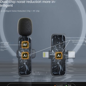 K1 2-Trong-1 Cổ Áo Clip Microphone Ngoài Trời Điện Thoại Di Động Ghi Âm Trực Tiếp 2.4G Giảm Tiếng Ồn Mini Đài Phát Thanh Microphone - Product Image 4