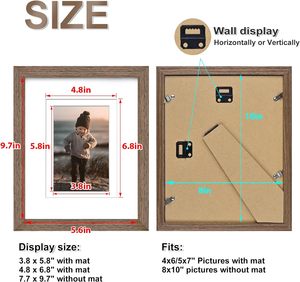 กรอบรูป8x10แบบชนบทลูกแก้วไม้และอะคริลิกพร้อมแผ่นรอง4X 6/5x7ที่ไม่มีแผ่นรองสำหรับภาพ8x10 - Product Image 2
