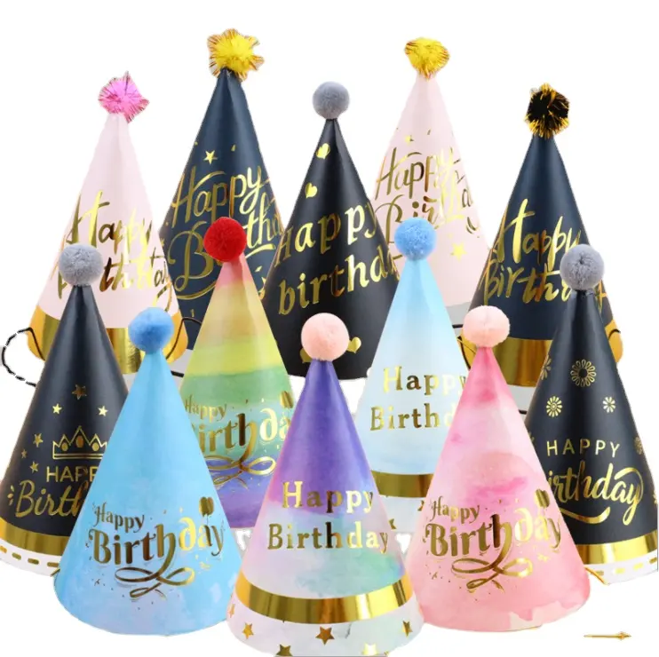 Happy Birthday Party Hat Decoration Children Birthday Party Furry Paper Birthday Hats - Oceanparty