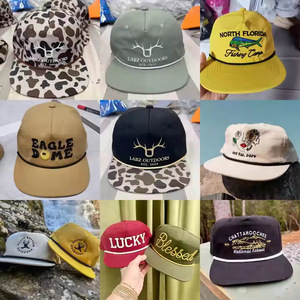 Richardson 256 Camo Snapback Flat Brim Rope Baseball Cap Custom <strong>With</strong> Embroidered Logo and Drawstring Leather <strong>Patch</strong> Rubber Logo - Product Image 2