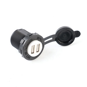 White USB Frame 12-24V <strong>Input</strong> 5V2.4+2.4A <strong>Output</strong> Dual <strong>Port</strong> USB Socket With Blue LED for Car RV Marines - Product Image 1