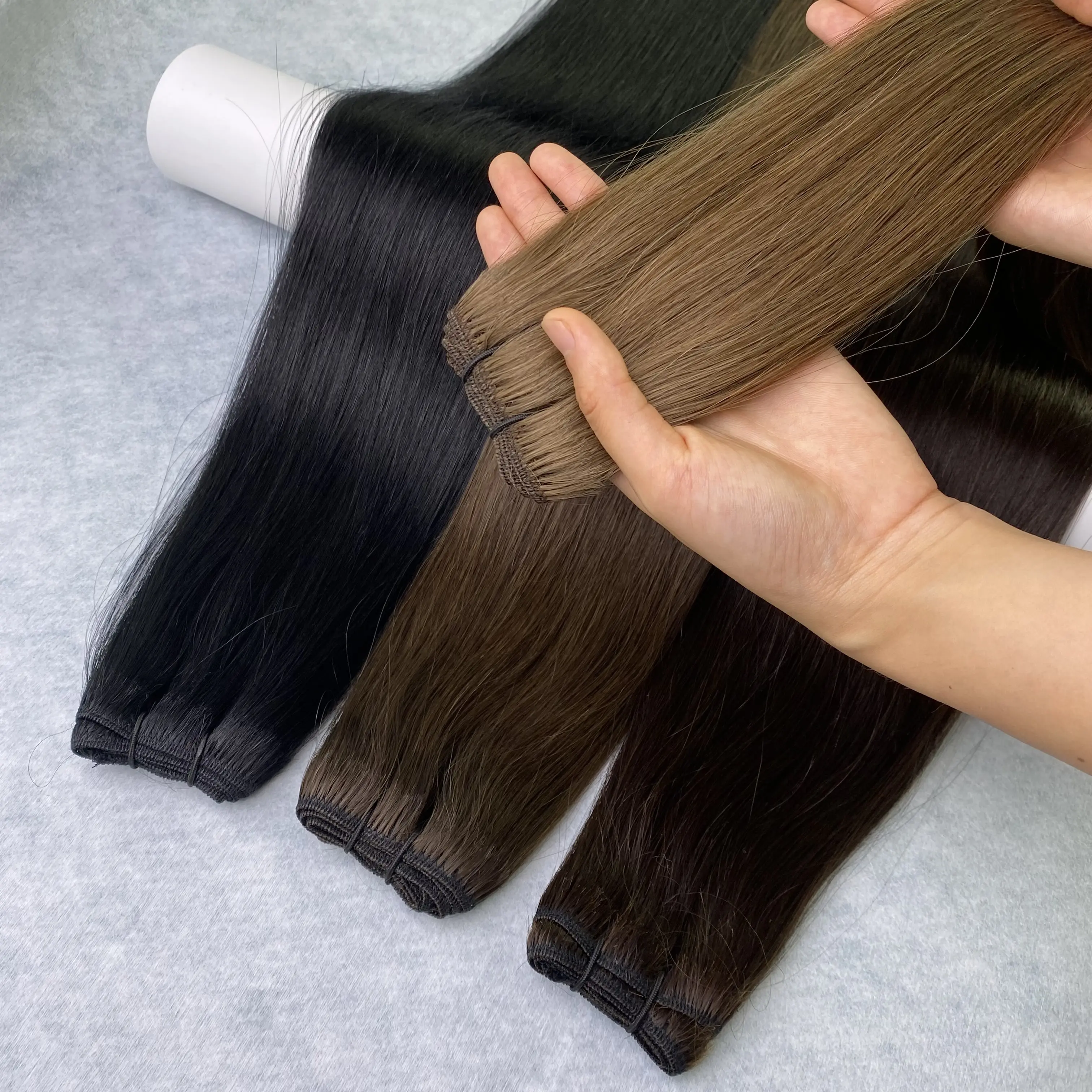 Extensions de Cheveux Naturels Noirs à Coudre en Trame, Extension de Trame, Double Trame, Longue Ligne Droite